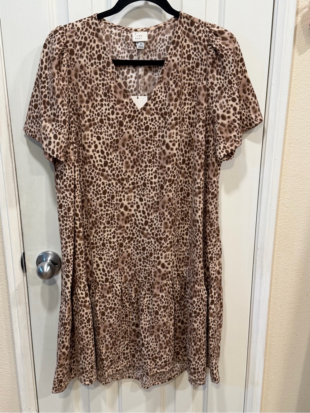 a new day Leopard Print V-Neck Dress - Brown, Cream